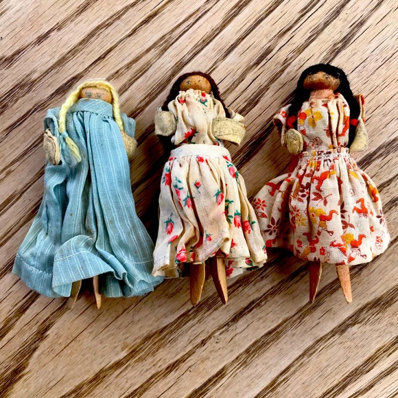 Vintage Other - 1950s Clothespin Dolls